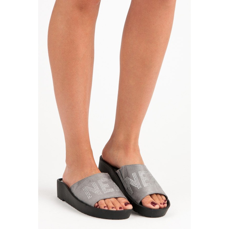 Grå vinceza tofflor i mocka 1