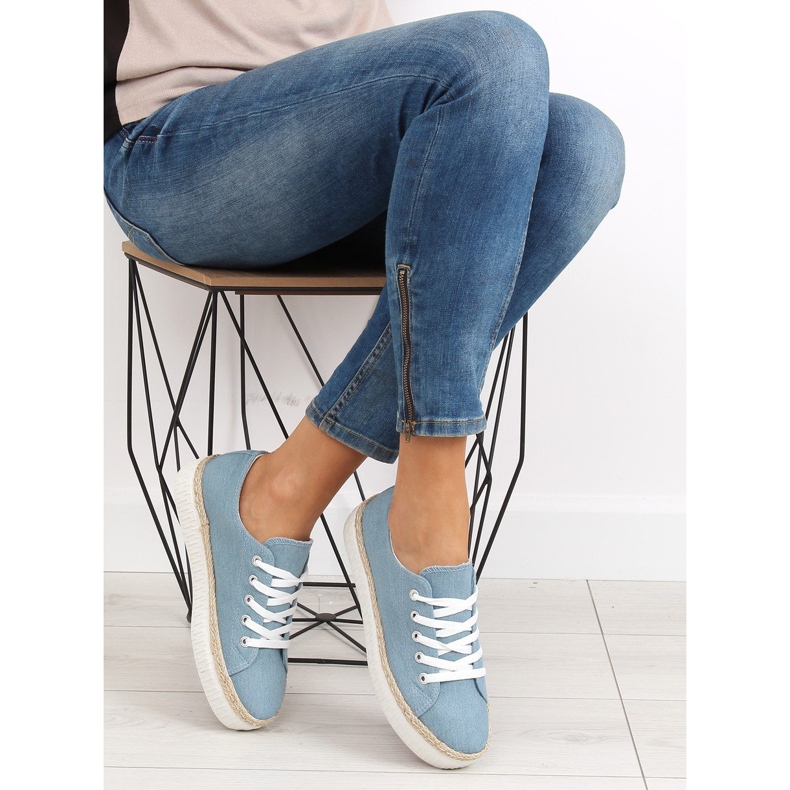 Blå K1831602 Jeans sneakers med hög sula 2