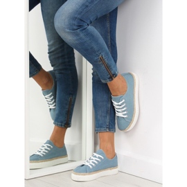 Blå K1831602 Jeans sneakers med hög sula 1
