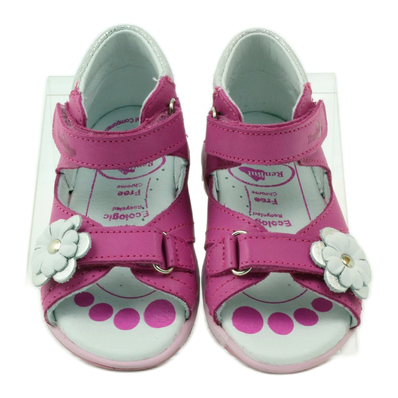 Ren But Läderflickor lädersandaler med en blomma 097 rosa 4