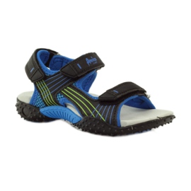 American Club Sandaler med ett amerikanskt 5261-läderinlägg svart blå grön 1