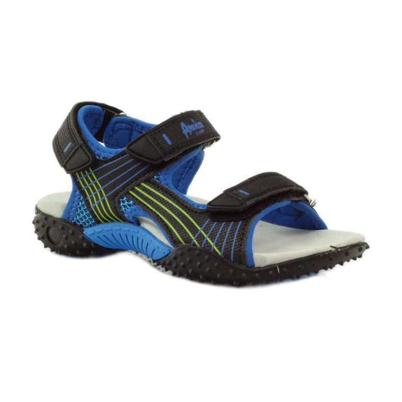 American Club Sandaler med ett amerikanskt 5261-läderinlägg svart blå grön 1