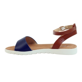 American Club Amerikanska 170621 lädersandaler med innersula brun marinblå 2