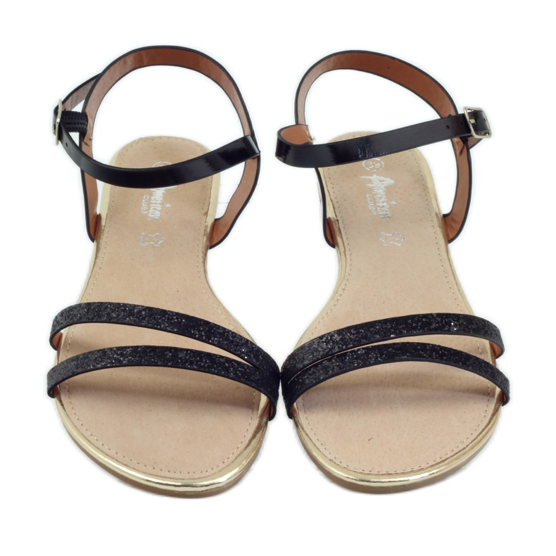 American Club Svarta amerikanska 052 glittersandaler 4