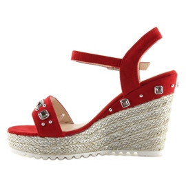 Röda Espadrillos på en kilröd TS-2730 Röd 1