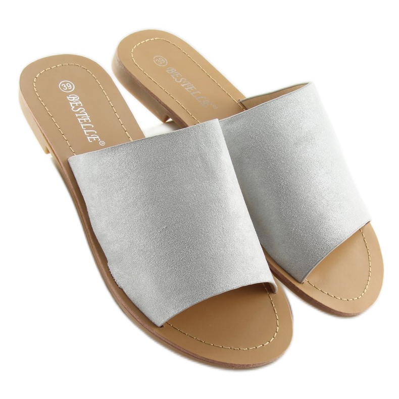 H8-116 Grå raka grå tofflor 2