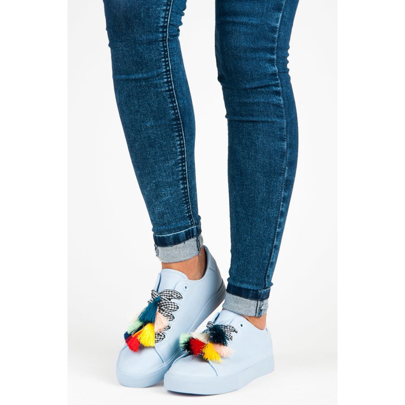 Ideal Shoes Blå Sneakers Med Fransar 1