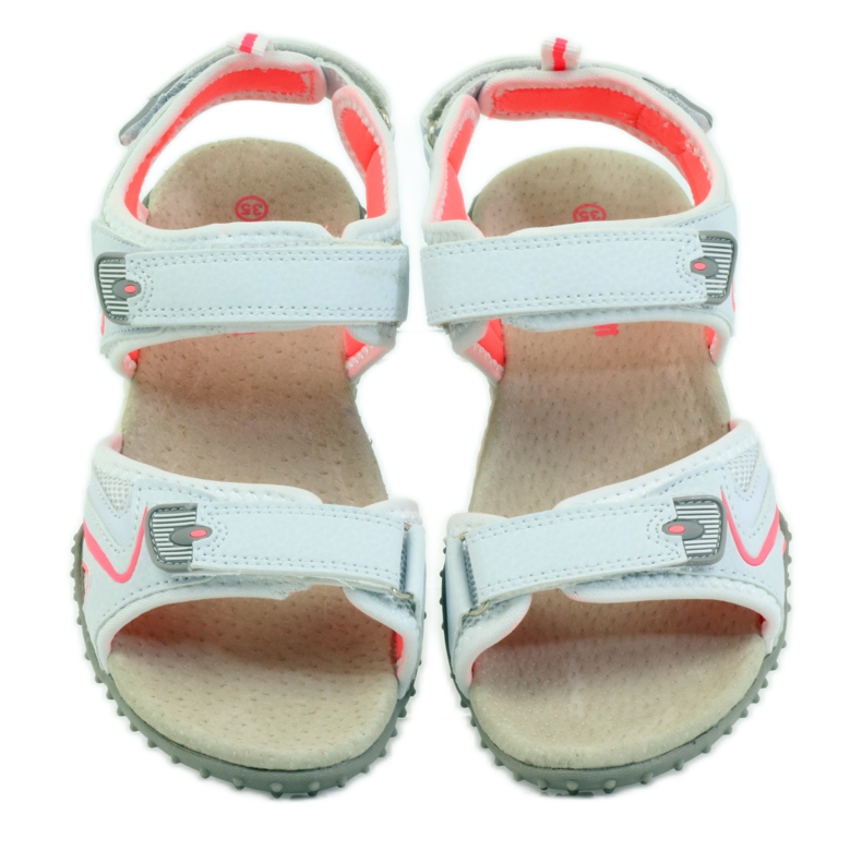 American Club Sandaler med ett amerikanskt läderinlägg från 1707 orange vit 4