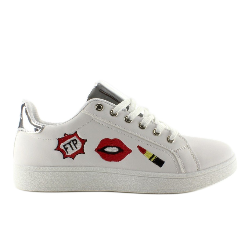 Sweet lips FB-15 WHITE / SILVER sneakers med patchar vit 1