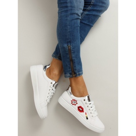 Sweet lips FB-15 WHITE / SILVER sneakers med patchar vit 6