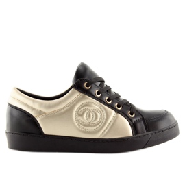 Chanelki sneakers Y612 Svart svart och guld 1