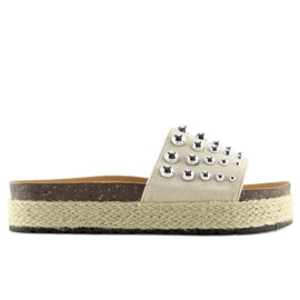 Tofflor espadrillor med Beige S03 nitar 2