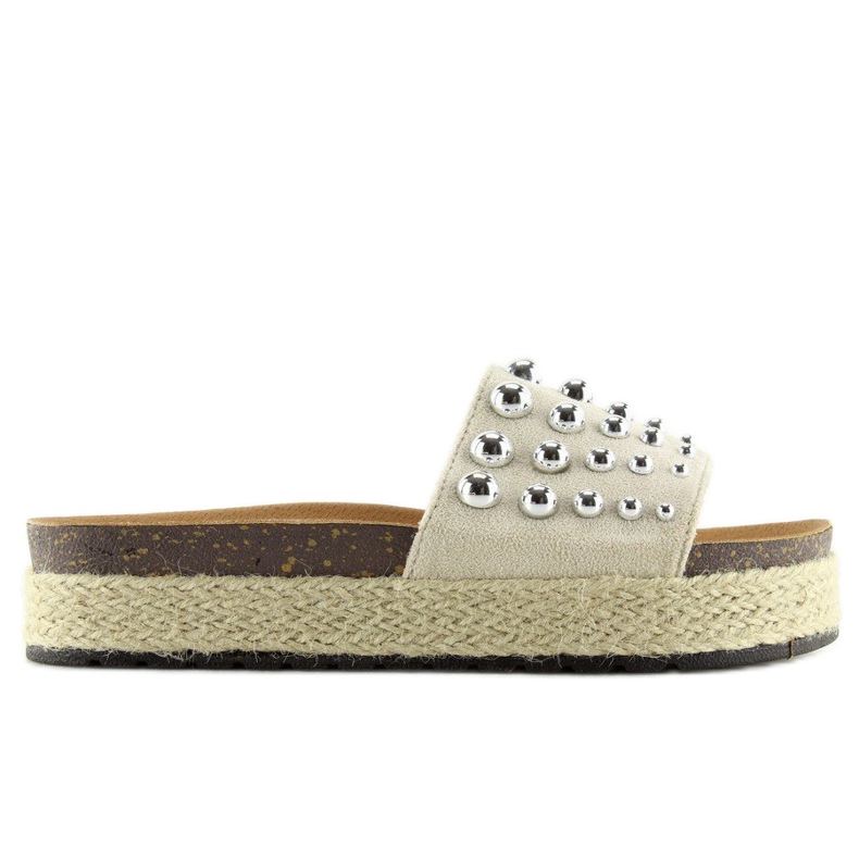 Tofflor espadrillor med Beige S03 nitar 2