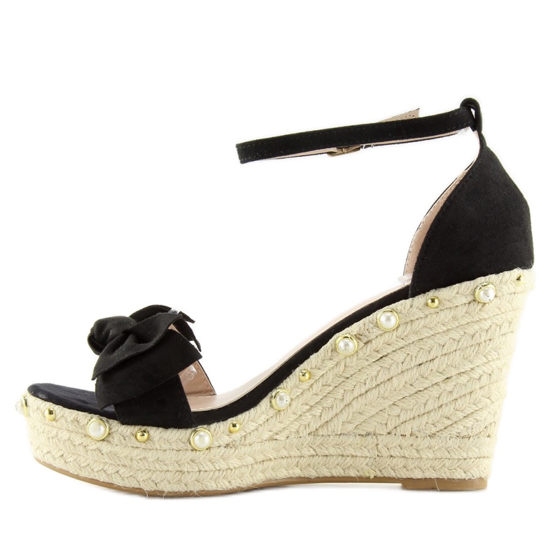 Svarta sandaler espadrillor på kilar L2668 2