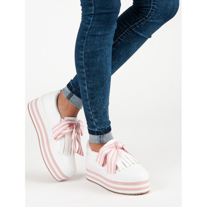 Fashionabla VICES Sneakers vit rosa 2