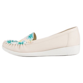 Tullo Beige Mockasiner Med Blommor 1