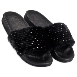 Erynn Svarta tofflor med päls 2