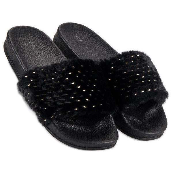 Erynn Svarta tofflor med päls 2