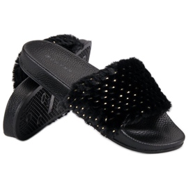 Erynn Svarta tofflor med päls 1