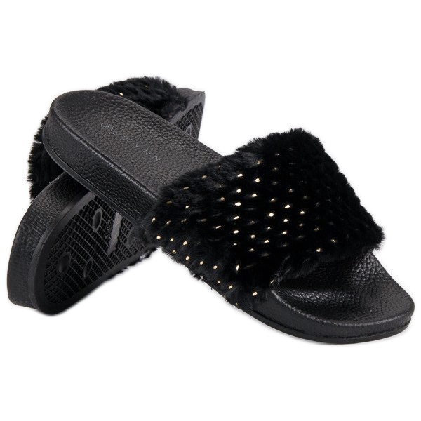Erynn Svarta tofflor med päls 1