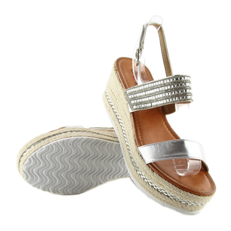 Silver GG-5 espadrillesandaler på kilar grå 1