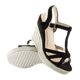 Svarta sandaler, espadrillor på kilar, svart 680-30 Svart 2