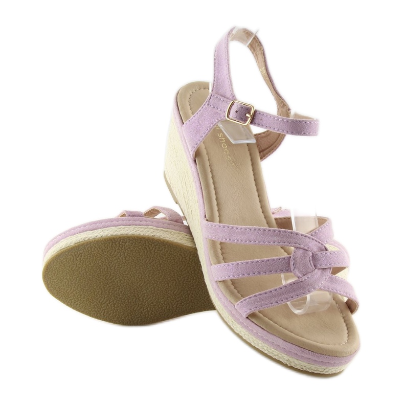 Violett sandaler med låg kil SR-2817 Lila purpur 2