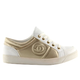 Chanelki sneakers Y612-41 Vit vitt och guld 1