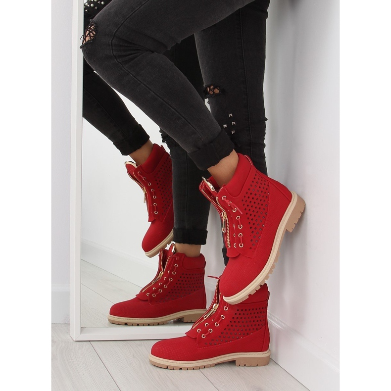 Genombrutna balmanas, gyllene dragkedja, röd R103 Röd 1