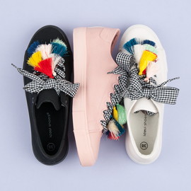 Ideal Shoes Rosa sneakers med fransar 1