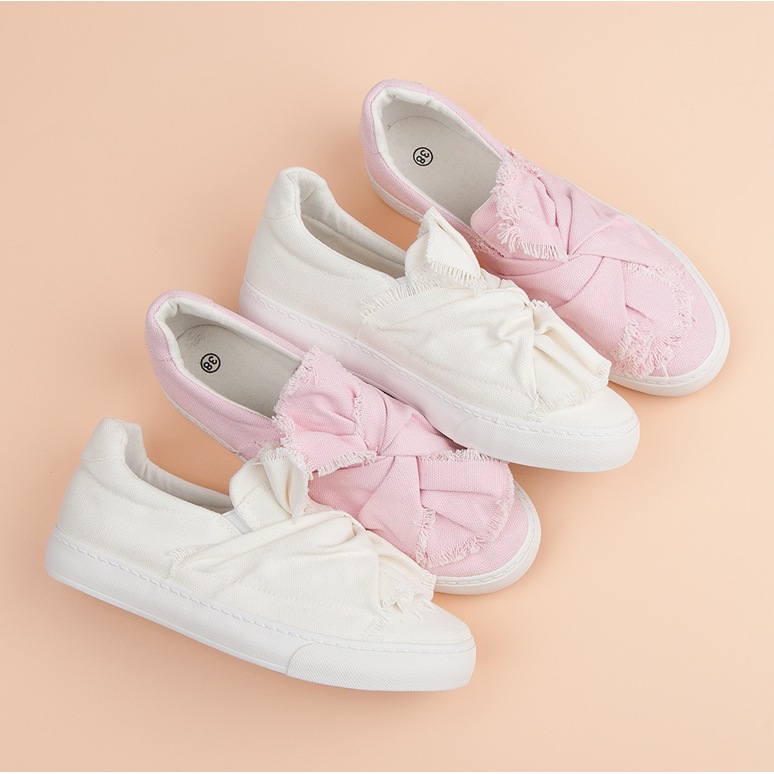 Slip-on sneakers med rosett vit 1