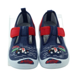 American Club Amerikanska sneakers barnskor läder innersula röd marinblå 4
