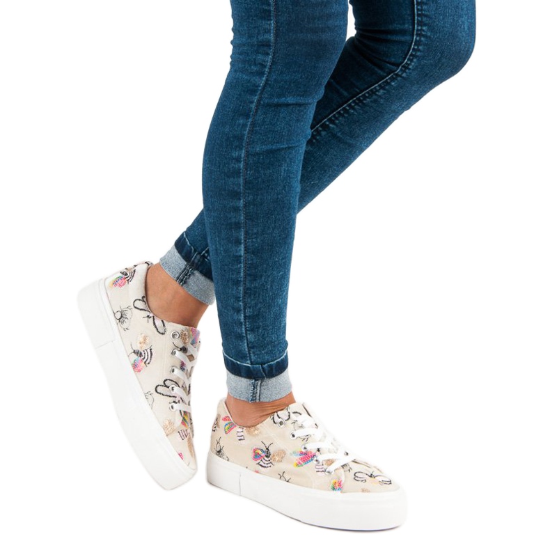 Kylie Veloursneakers På Plattformen beige 2