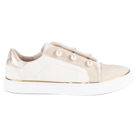 American Club Sneakers för kvinnor med pärlor beige 2
