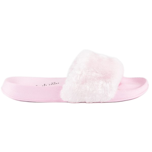 Rosa flipflops med päls 1
