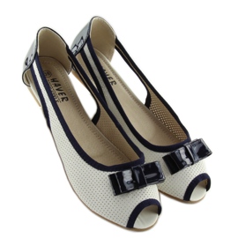 Vita ballerinor med öppen tå D314 WHITE / MARIN 1