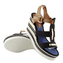 Svarta YQ05 Svarta kilasandaler 1