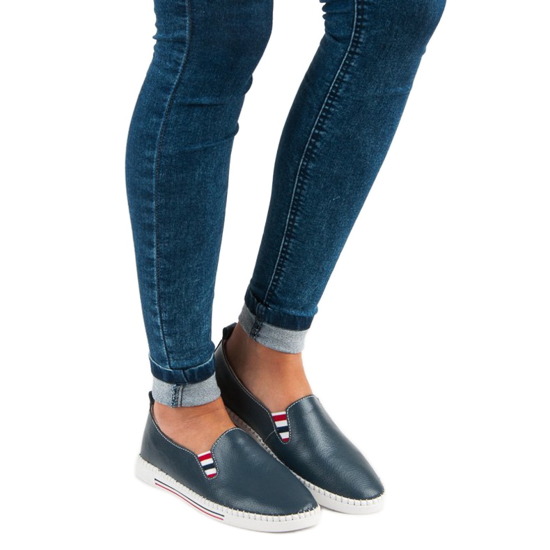 Filippo Marinblå slipons i läder 1