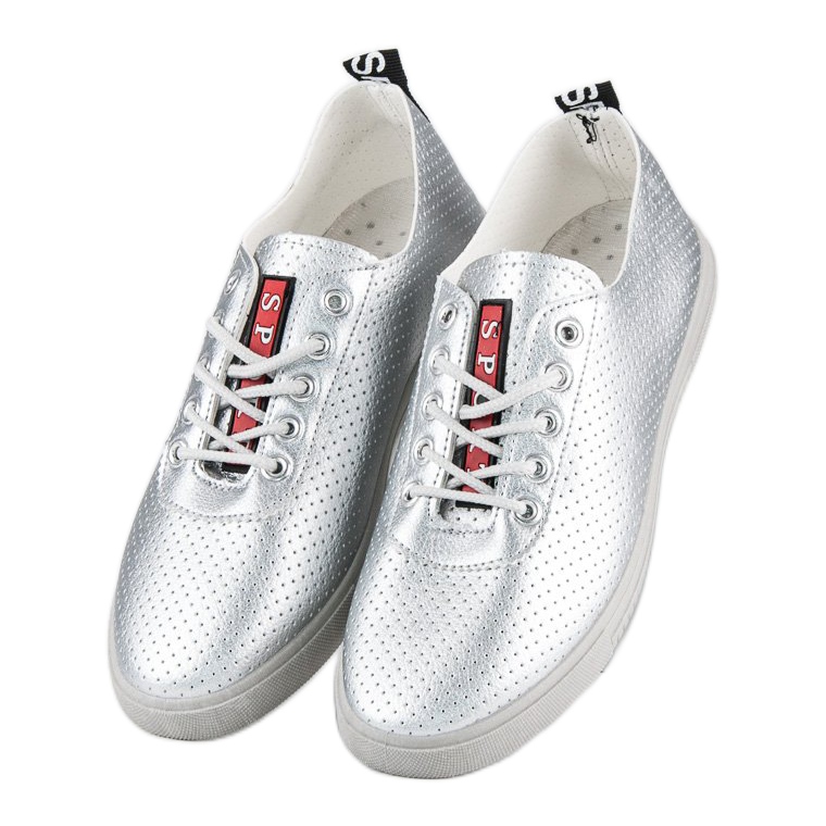 Silver Sneakers Med Genombrutna grå 2