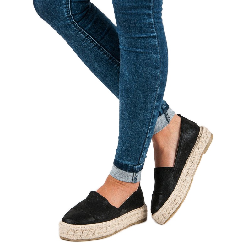 Slip-on espadriller på plattformen svart 2