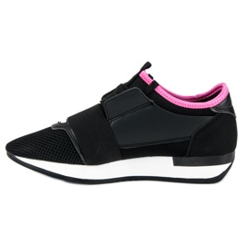 Slip-on sportskor svart rosa 1
