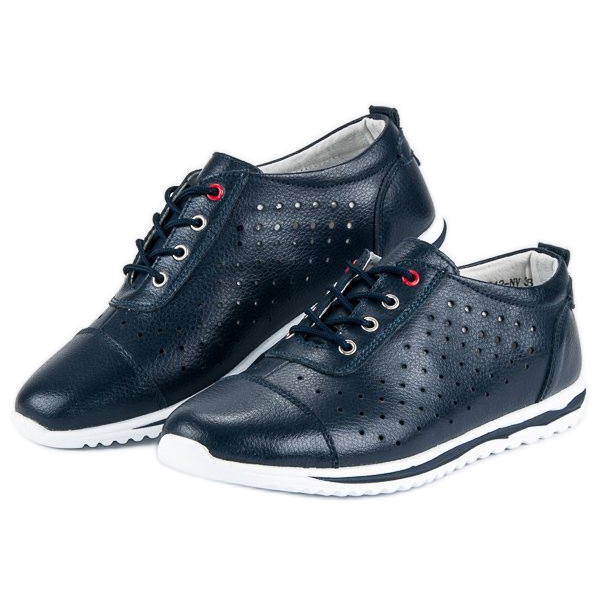 VINCEZA genombrutna sneakers marinblå 2