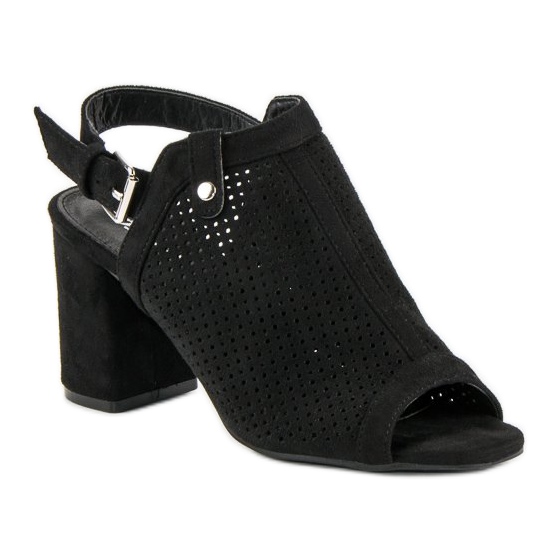 Genombrutna sandaler med ovandel svart 1