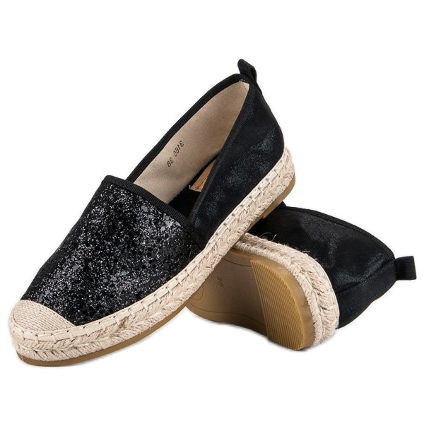 Coura Svarta espadrillor med glitter 2