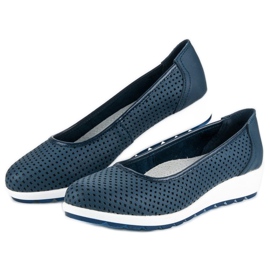 Vinceza ballerinor i läder blå 1