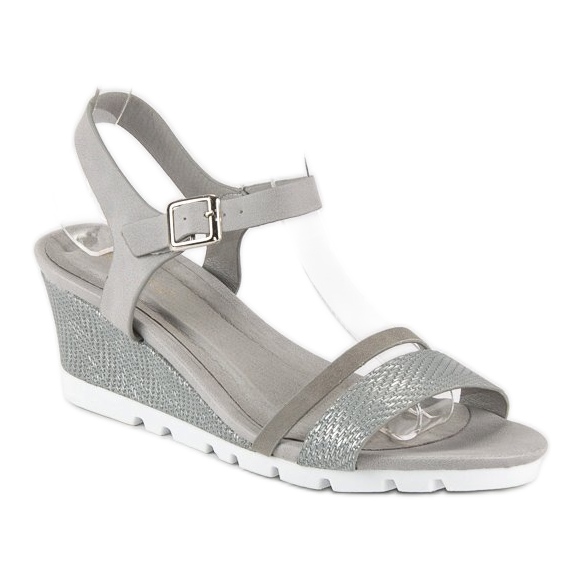 Ideal Shoes Grå kilasandaler 2