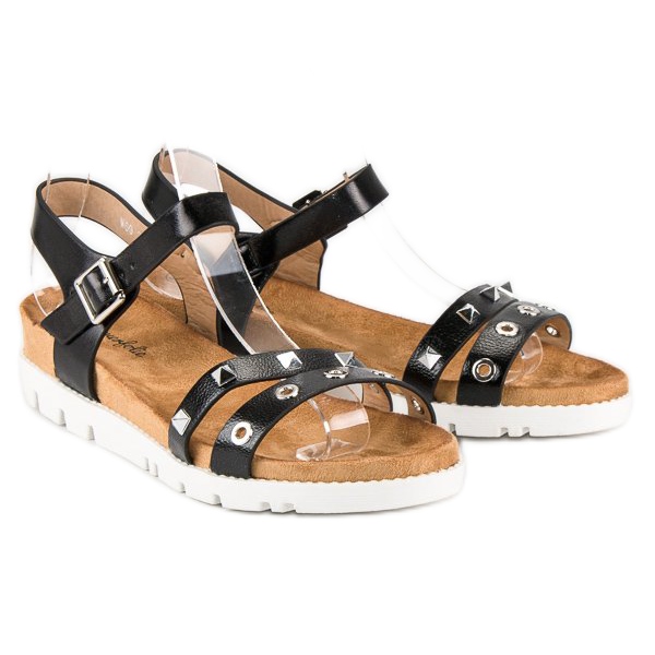 Forever Folie Svarta sandaler med strass 2