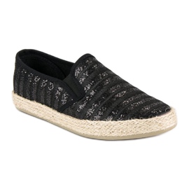 McKey Fashionabla randiga Espadrillos svart 1