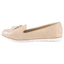 Super Me Beige loafers med fransar 1