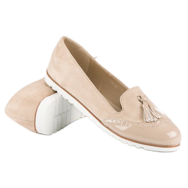 Super Me Beige loafers med fransar 2
